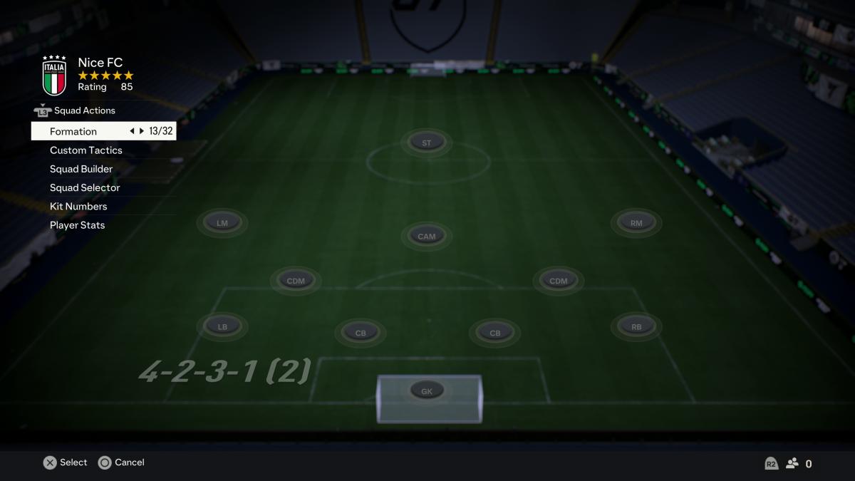 An empty 4-2-3-1 (2) formation screen in EA FC 24 UT